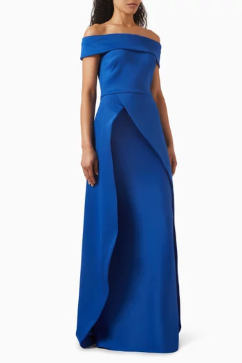 Off-shoulder Gown in Scuba-fabric