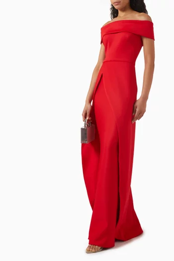 Off-shoulder Gown in Scuba-fabric