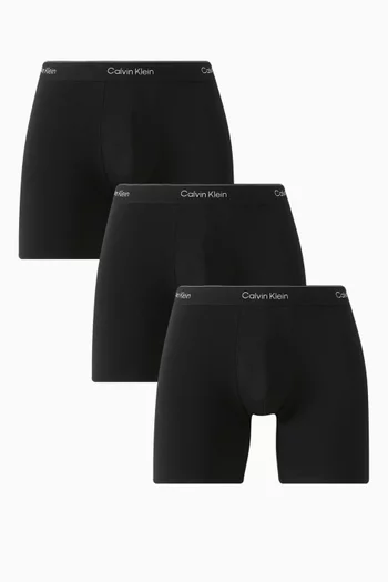 طقم بوكسر بطية وقصة فضفاضة قطن مطاطي، 3 قطع