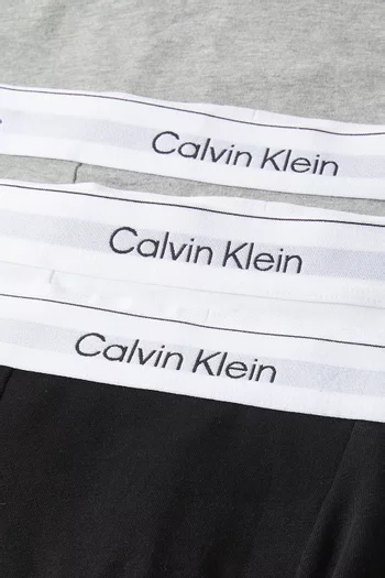 طقم بوكسر بطية وقصة فضفاضة قطن مطاطي، 3 قطع