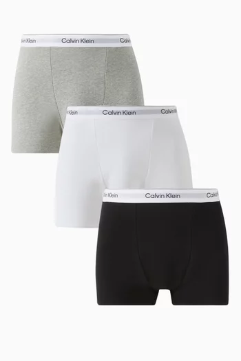 طقم بوكسر بطية وقصة فضفاضة قطن مطاطي، 3 قطع