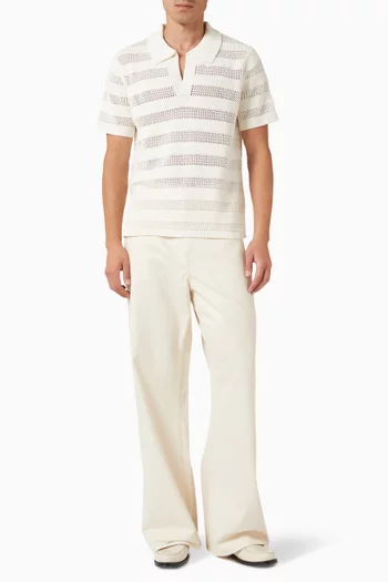 Striped Polo Shirt in Mesh