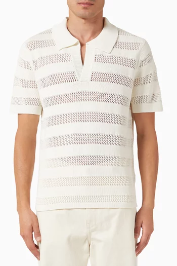 Striped Polo Shirt in Mesh