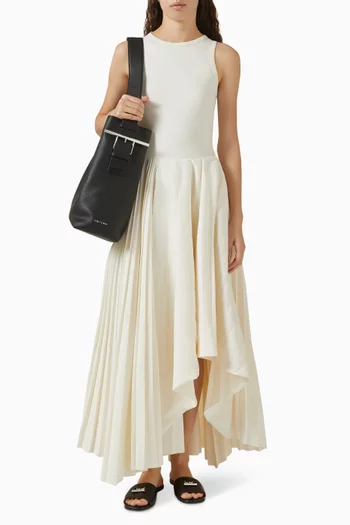 Asymmetric Pleated Maxi Dress
