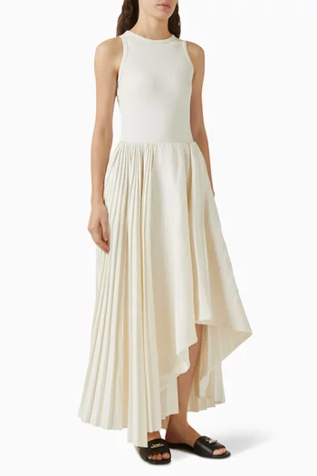 Asymmetric Pleated Maxi Dress