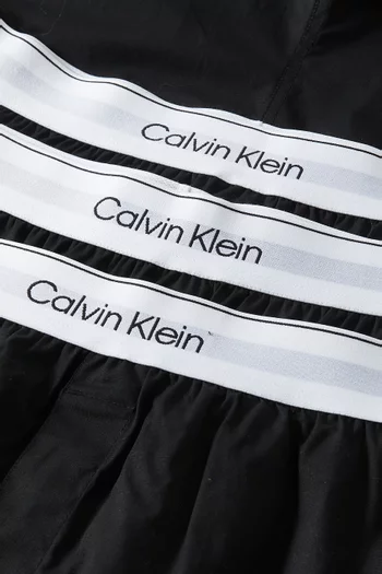 طقم بوكسر بشعار الماركة وقصة ضيقة قطن مطاطي، 3 قطع