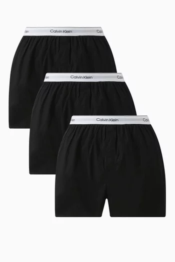 طقم بوكسر بشعار الماركة وقصة ضيقة قطن مطاطي، 3 قطع