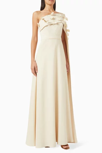 One-shoulder Dress in Crepe