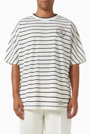 Oversized Curved Striped T-shirt in Cotton