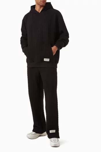 Oversized Jacquard Lounge Hoodie in Organic Cotton-blend
