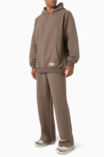 Wide-leg Jacquard Lounge Pants in Organic Cotton-blend