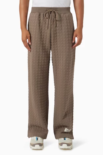 Wide-leg Jacquard Lounge Pants in Organic Cotton-blend