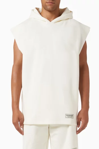 Sleeveless Hoodie in Organic Cotton-blend