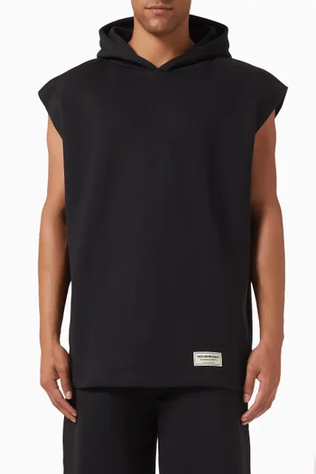 Sleeveless Hoodie in Organic Cotton-blend