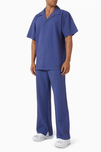 بنطال بقصة ساقين واسعتين جيرسيه سيرساكر