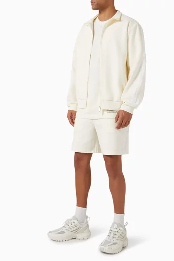 Embossed-logo Midi Track Shorts in Organic Cotton-blend