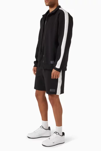 Embossed-logo Midi Track Shorts in Organic Cotton-blend