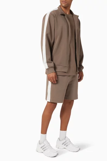 Embossed-logo Midi Track Shorts in Organic Cotton-blend