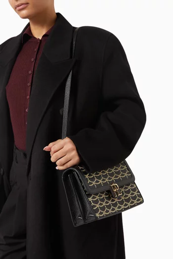 Ladies First 24 Embroidered Shoulder Bag in Armure Leather