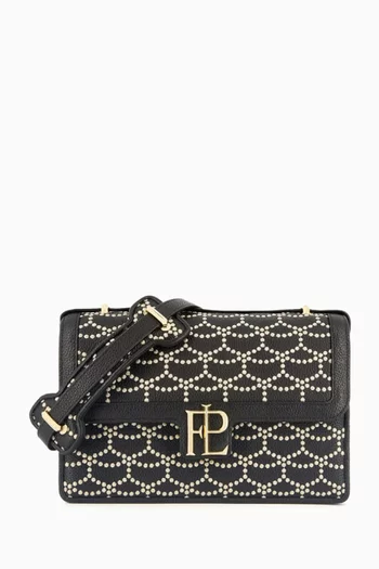 Ladies First 24 Embroidered Shoulder Bag in Armure Leather