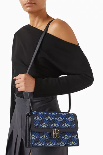 Medium Ladies First 24 Shoulder Bag in Halo Raffia-canvas