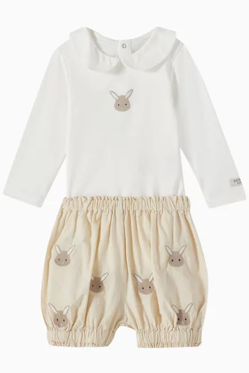 Carson Bunny-embroidered Bloomers in Organic Cotton