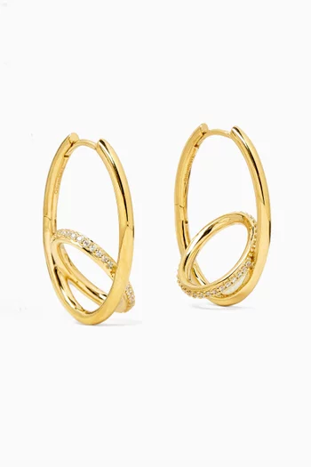 Pave Spiralis Hoop Earrings in 14kt Gold Vermeil Sterling Silver