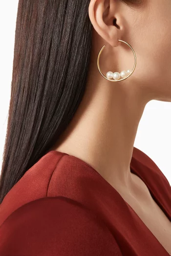 Large Pearl Hoop Earrings in 14kt Gold Vermeil Sterling Silver