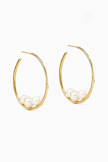 Large Pearl Hoop Earrings in 14kt Gold Vermeil Sterling Silver
