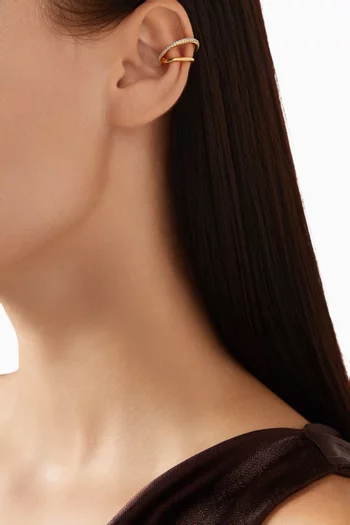 Double Pavé Single Ear Cuff in 14kt Gold Vermeil Sterling Silver