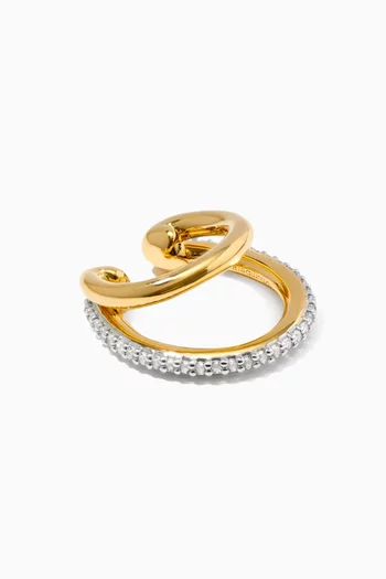 Double Pavé Single Ear Cuff in 14kt Gold Vermeil Sterling Silver