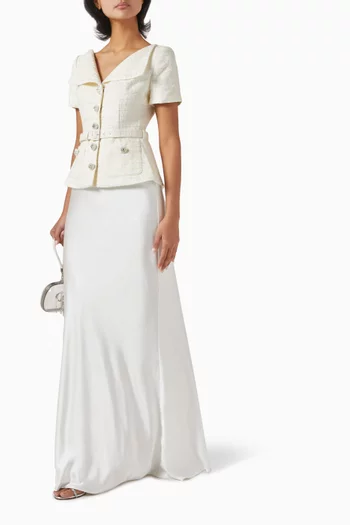 Tailored Maxi Dress in Boucle & Crepe