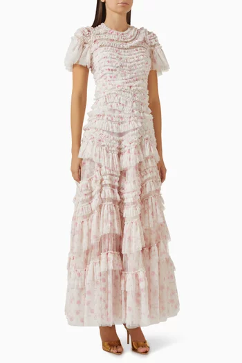 Rose Ditsy Ruffle Gown