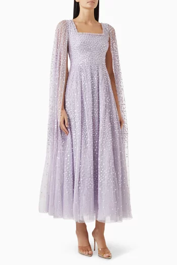 Scatter Dot Cape Gown in Tulle