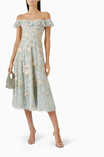 Antoinettes Floral Off-shoulder Ballerina Dress in Tulle