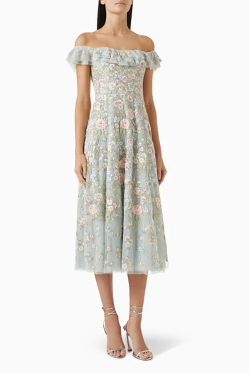 Antoinettes Floral Off-shoulder Ballerina Dress in Tulle