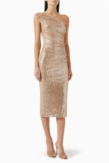 Malia Sequin-embellished One-shoulder Ballerina Dress in Mesh