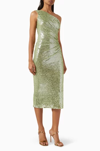 Malia Sequin-embellished One-shoulder Ballerina Dress in Mesh