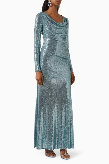 Erin Sequin-embellished Gown in Mesh