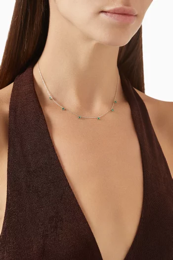 Emerald Droplet Necklace in 18kt White-gold