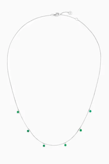 Emerald Droplet Necklace in 18kt White-gold