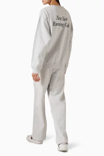 سويت شيرت بفتحة رقبة مستديرة وطبعة Run Club‏ قطن