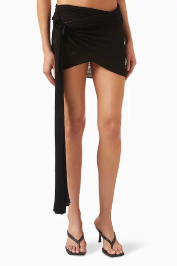 Tie-front Knit Mini Skirt