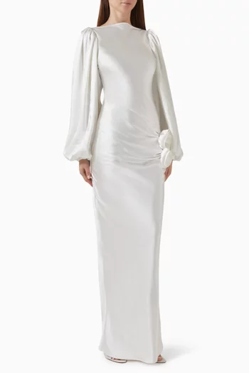 Vivir Maxi Dress in Hammered Satin