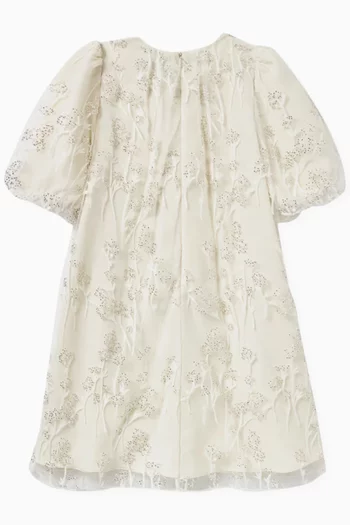 Floral-embellished Midi Dress in Tulle