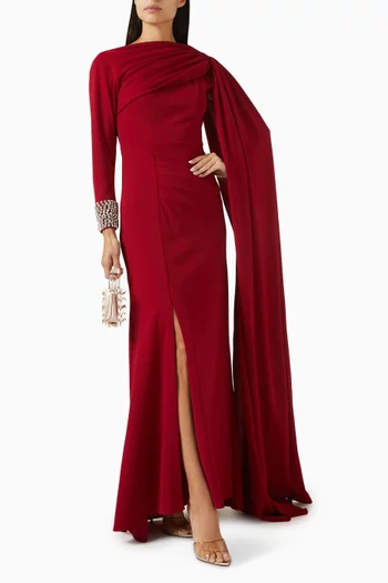 Embellished Cape Dress