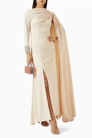 Embellished Cape Dress