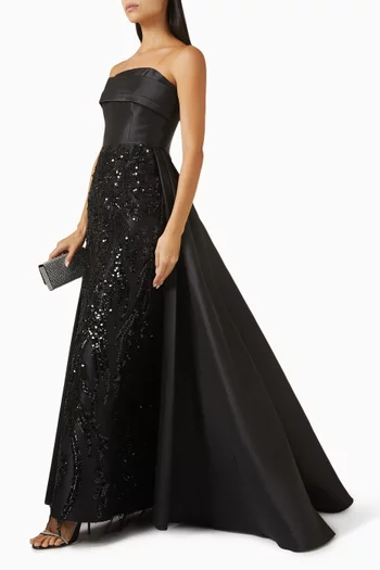 Sequin-embellished Strapless Gown
