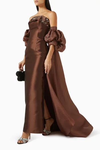 Crystal-embellished Dress & Cape Set