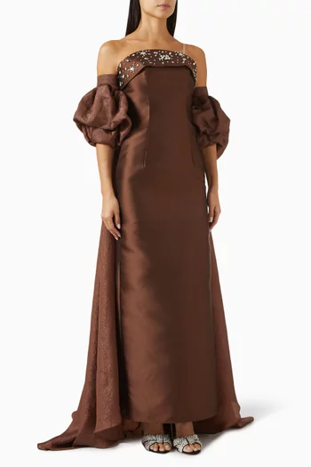 Crystal-embellished Dress & Cape Set